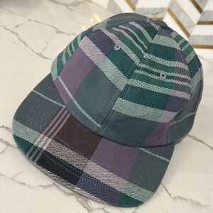 Only NY Purple Green Plaid Trucker Hat Cap Adjustable Flat Brim